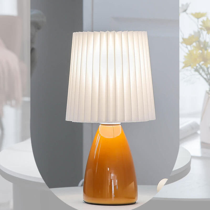 Nordische Glas-Faltenlampenschirm-Tischlampe 1-Flammig