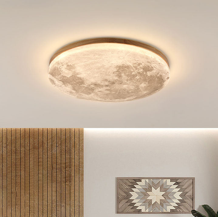 Nordische Holz- & PVC runde LED Deckenleuchte 1-flammig