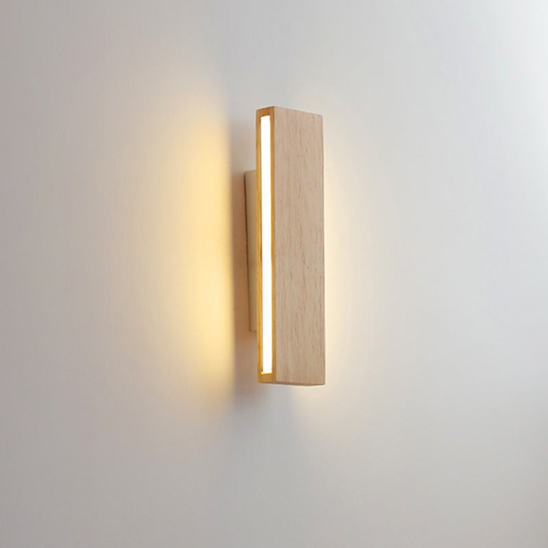Applique da parete rettangolare LED in legno giapponese