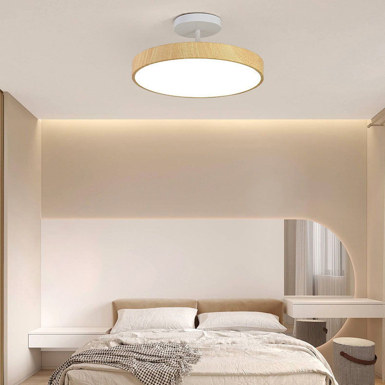 Japanische Holz runde LED halb eingelassene Deckenleuchte