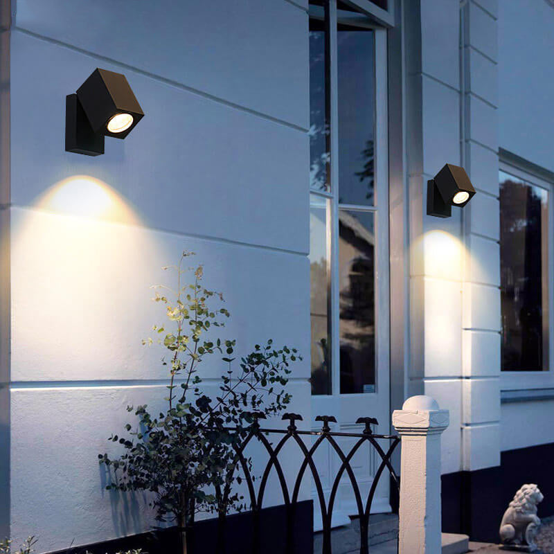 Aplique de pared exterior moderno cuadrado LED ajustable 1 luz