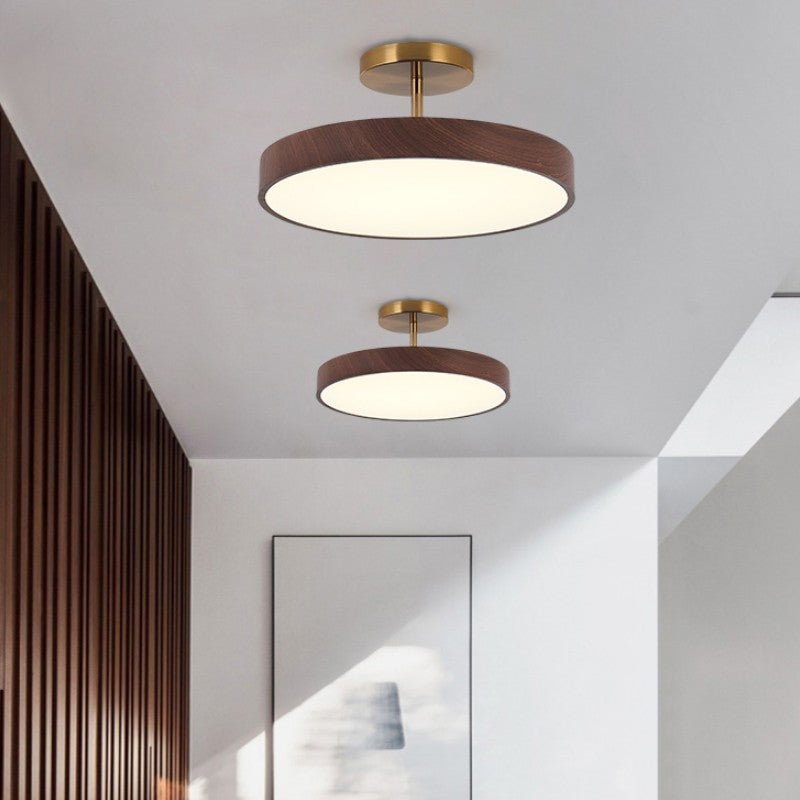 Japanische Holz runde LED halb eingelassene Deckenleuchte