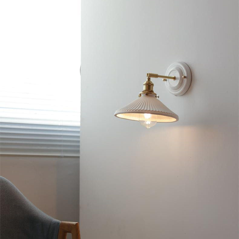 Vintage Japanse keramische messing 1-licht wandlamp