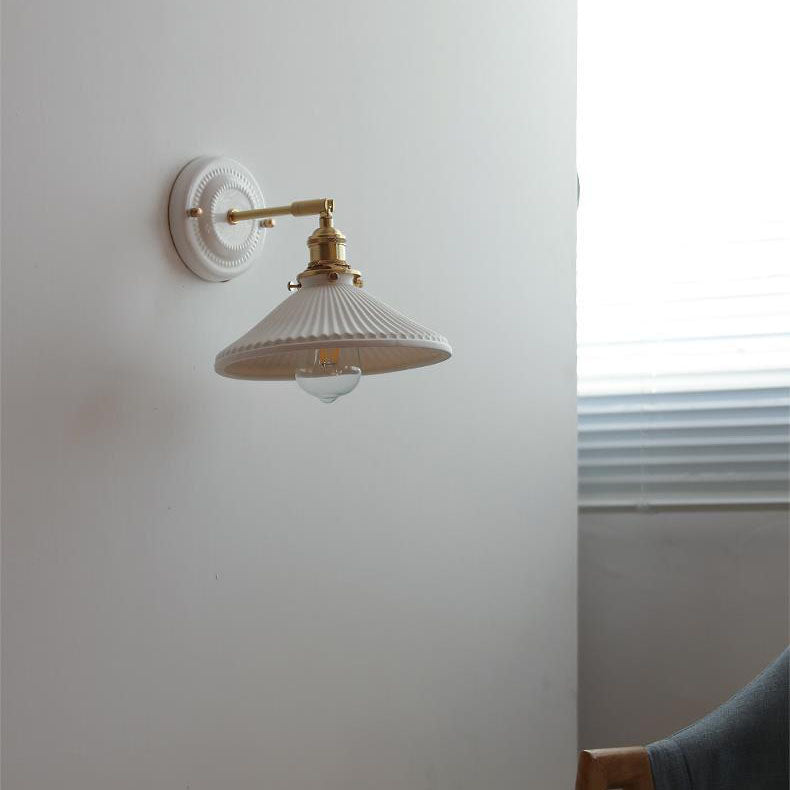 Vintage Japanse keramische messing 1-licht wandlamp