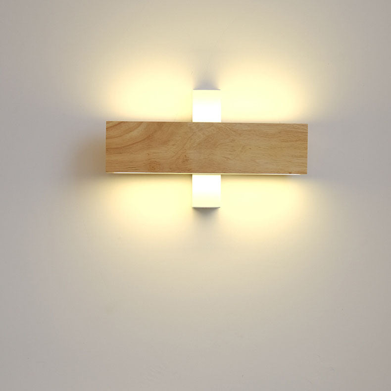 Applique da parete rettangolare LED in legno giapponese