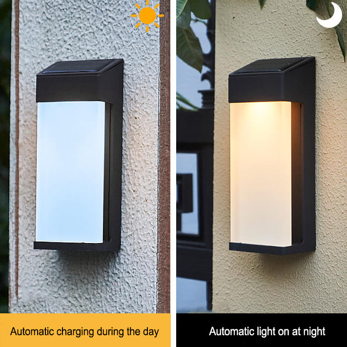 Aplique de pared solar LED moderno cuadrado con vidrio esmerilado
