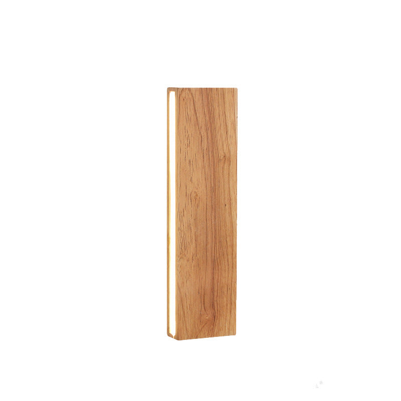Applique da parete rettangolare LED in legno giapponese