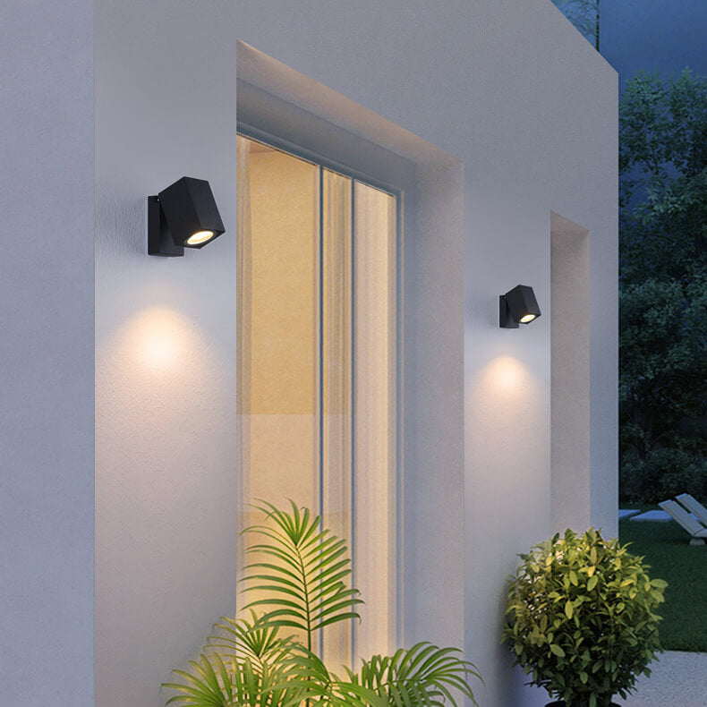 Aplique de pared exterior moderno cuadrado LED ajustable 1 luz