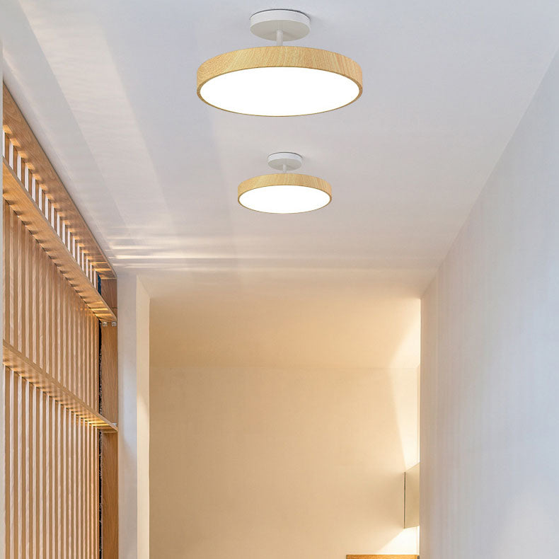 Japanische Holz runde LED halb eingelassene Deckenleuchte
