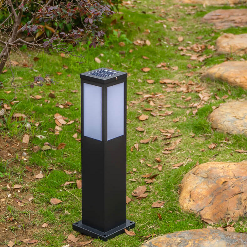 Lámpara Solar Moderna Cuadrada LED para Camino Exterior 1-Luz