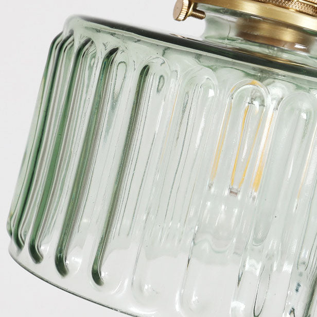 Lampada a sospensione rotonda in ottone e vetro giapponese 1 luce