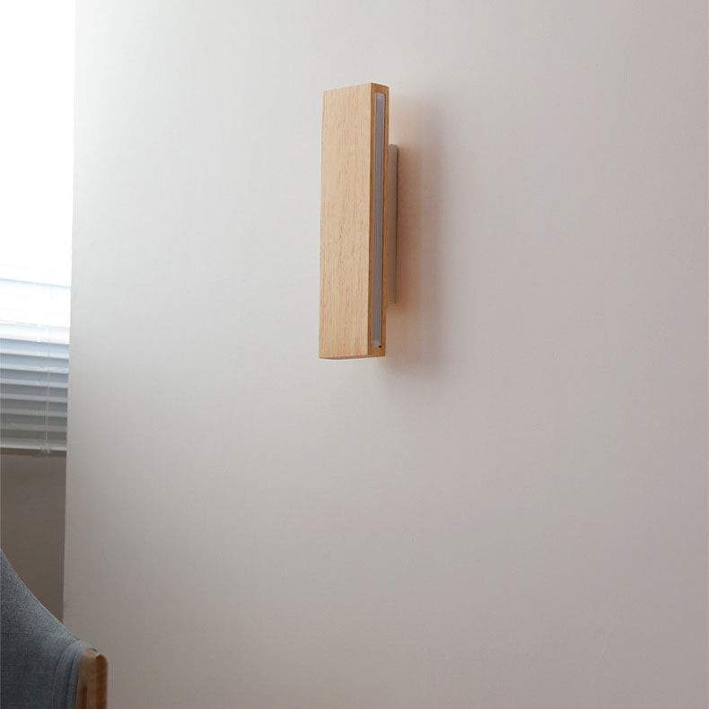Applique da parete rettangolare LED in legno giapponese