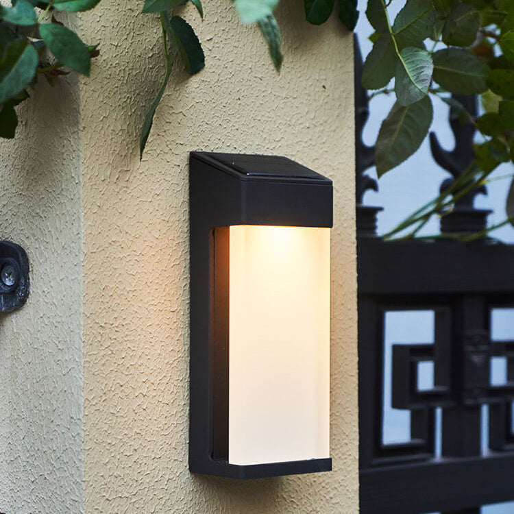 Aplique de pared solar LED moderno cuadrado con vidrio esmerilado