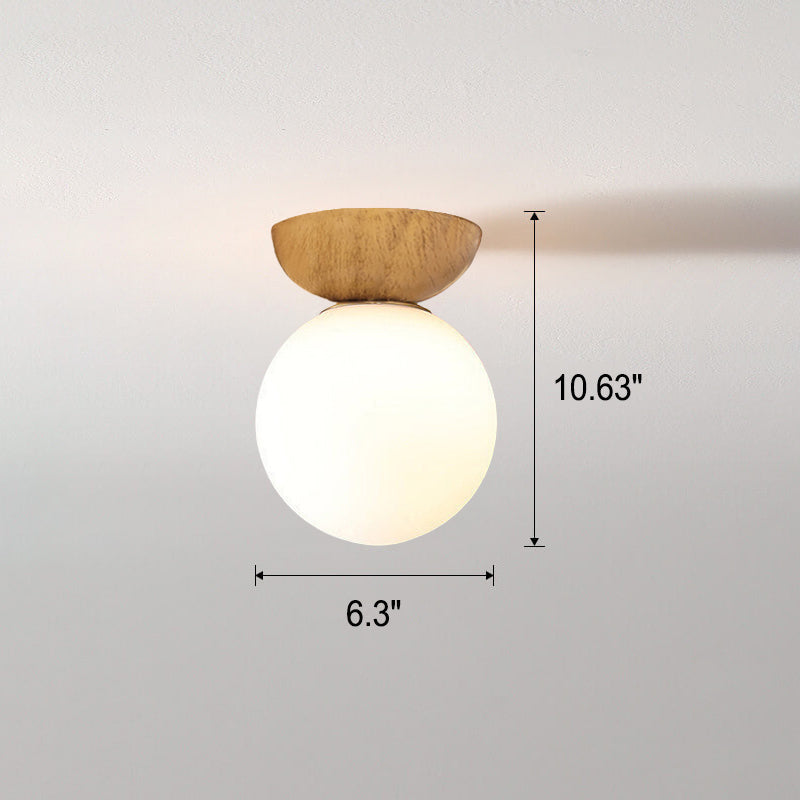 Lampada da soffitto con globo in legno e vetro nordico 1 luce