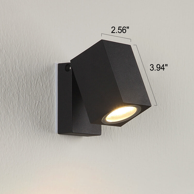 Aplique de pared exterior moderno cuadrado LED ajustable 1 luz