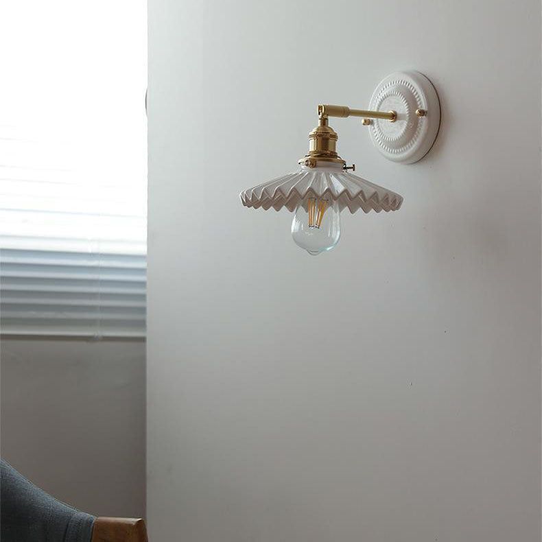 Vintage Japanse keramische messing 1-licht wandlamp