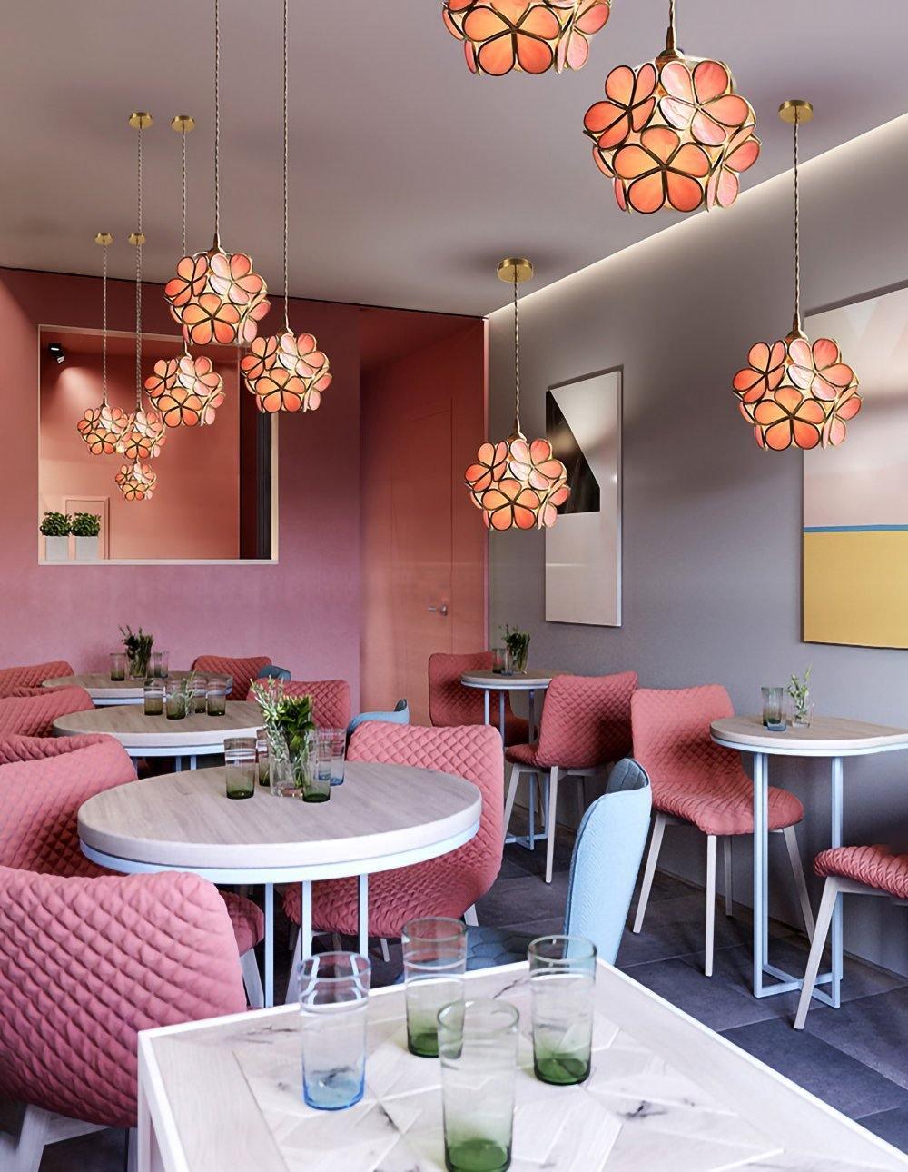 Lampadario vintage in ottone con globo in vetro floreale a 1 luce