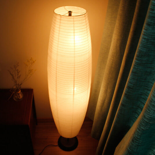 Lámpara de pie de columna de papel de arroz nórdico de 2 luces