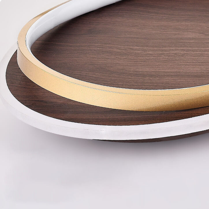 Nordic Walnut Grain Circular LED Flush Mount Ceiling Light 1-light