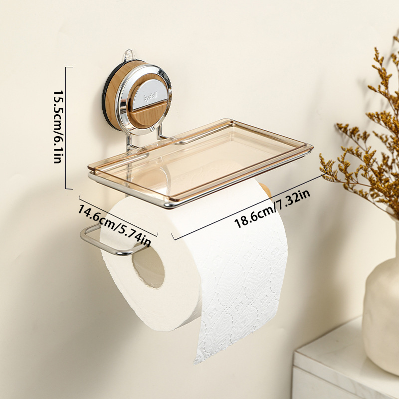 No-Drill Suction Stainless Steel Toilet Paper Holder – Rustproof & Easy to Install