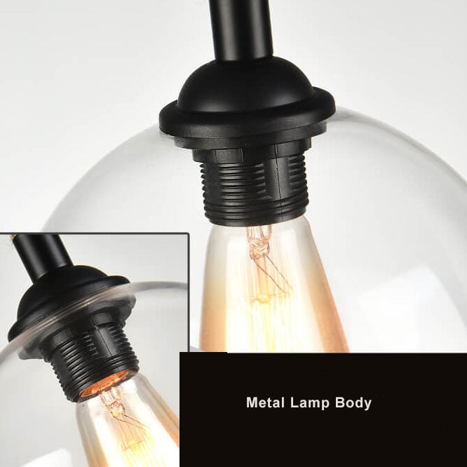 Retro Hanfseil Glas Globus Pendelleuchte 1-flammig