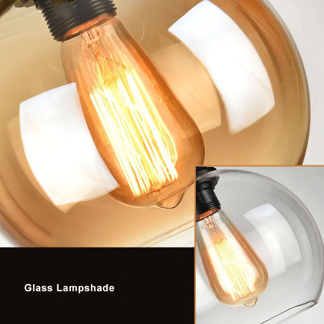Retro Hanfseil Glas Globus Pendelleuchte 1-flammig