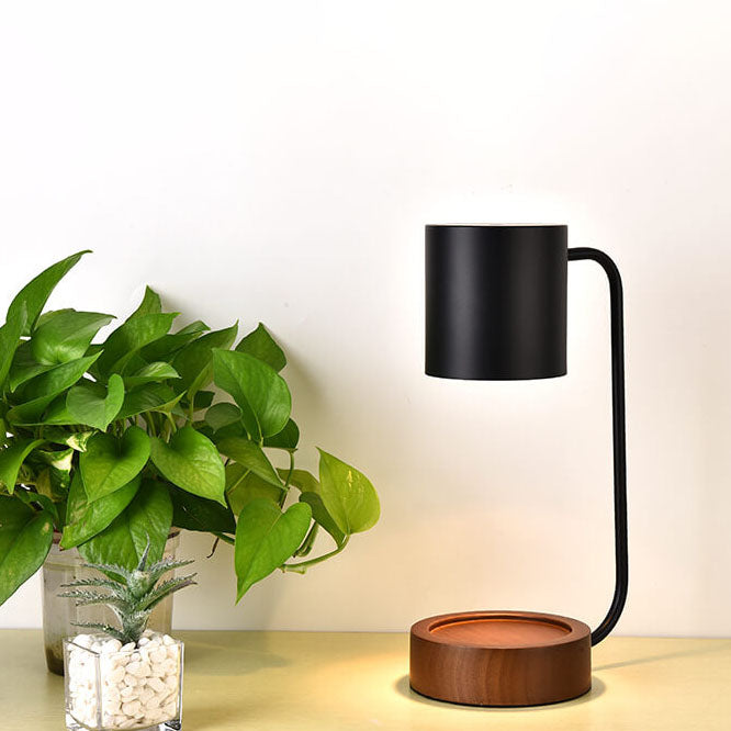 Lámpara de mesa japonesa de madera regulable con cera fundida de 1 luz