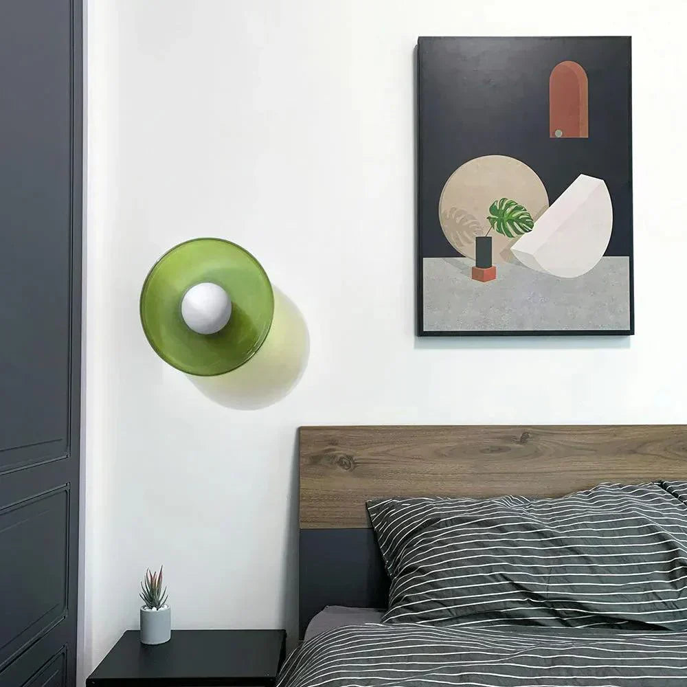 Nordic Glass Olive Disc Wall & Ceiling Light LED 1-light