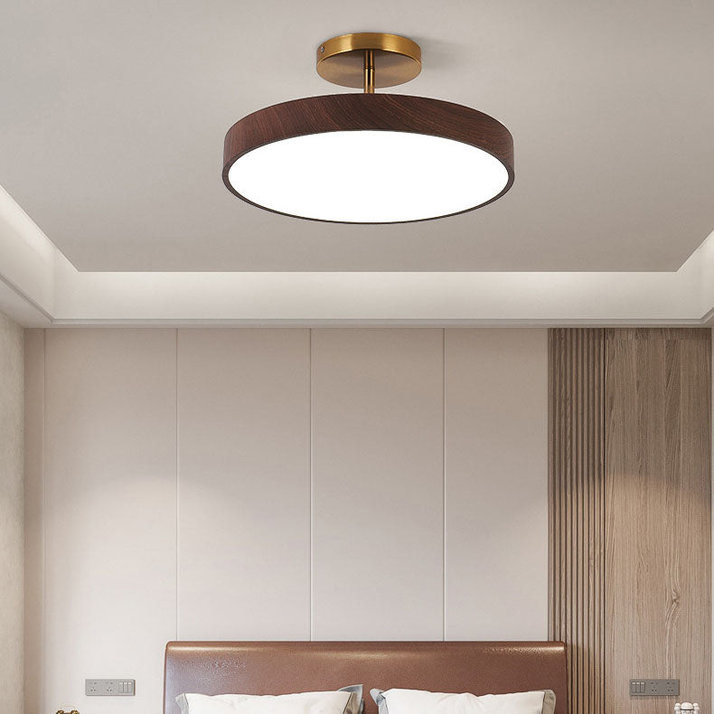 Japanische Holz runde LED halb eingelassene Deckenleuchte