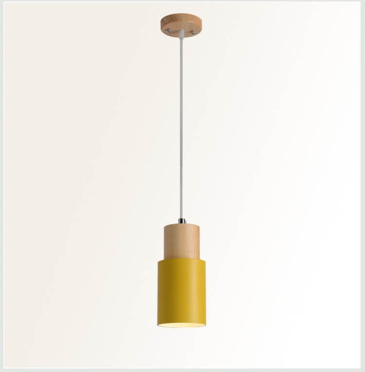 Nordische Holz Zylinder LED 1-flammige Pendelleuchte