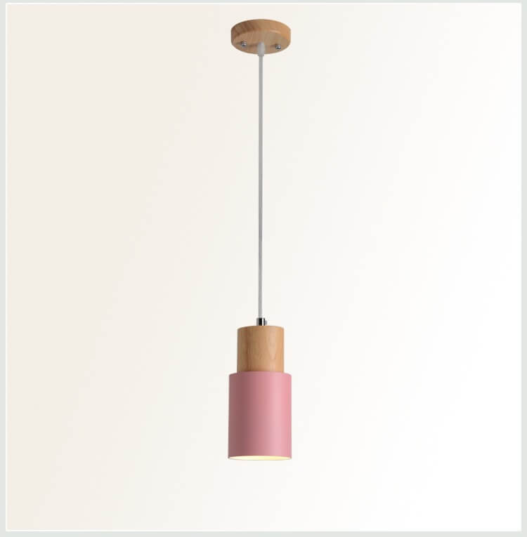 Nordische Holz Zylinder LED 1-flammige Pendelleuchte