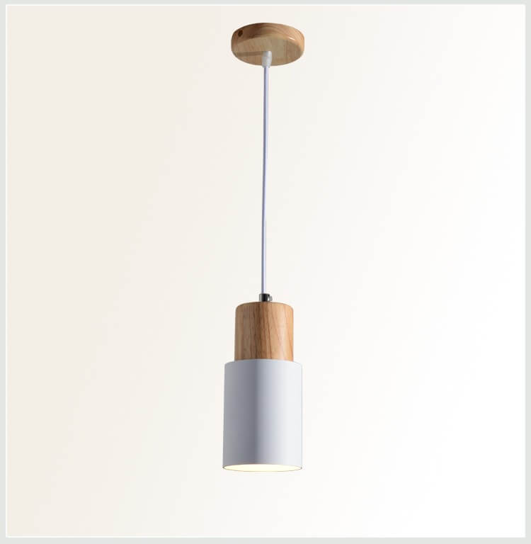 Nordische Holz Zylinder LED 1-flammige Pendelleuchte