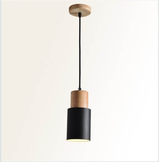 Nordische Holz Zylinder LED 1-flammige Pendelleuchte