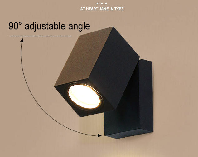Aplique de pared exterior moderno cuadrado LED ajustable 1 luz