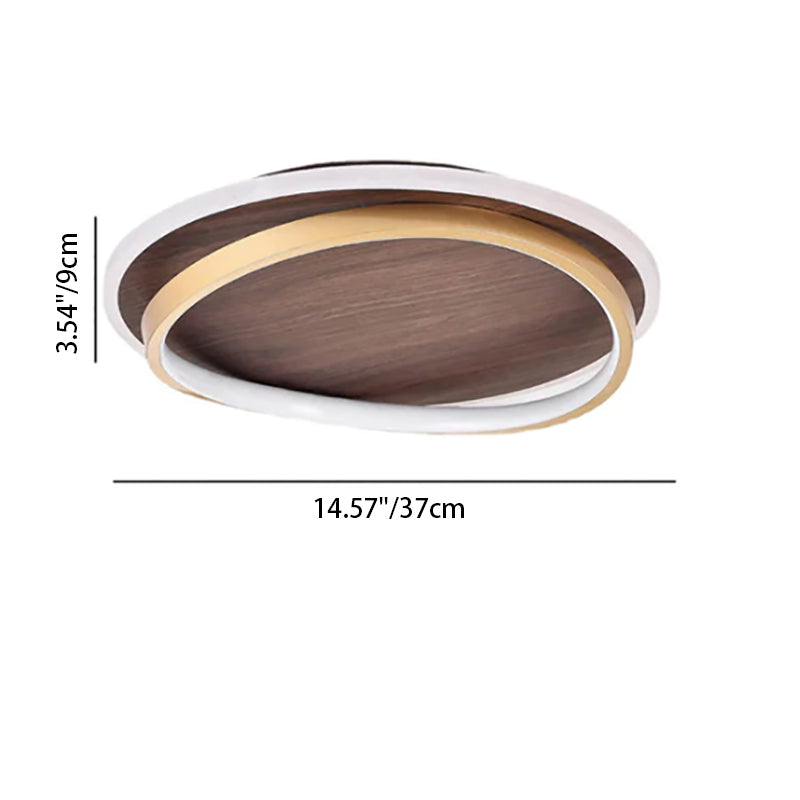 Nordic Walnut Grain Circular LED Flush Mount Ceiling Light 1-light