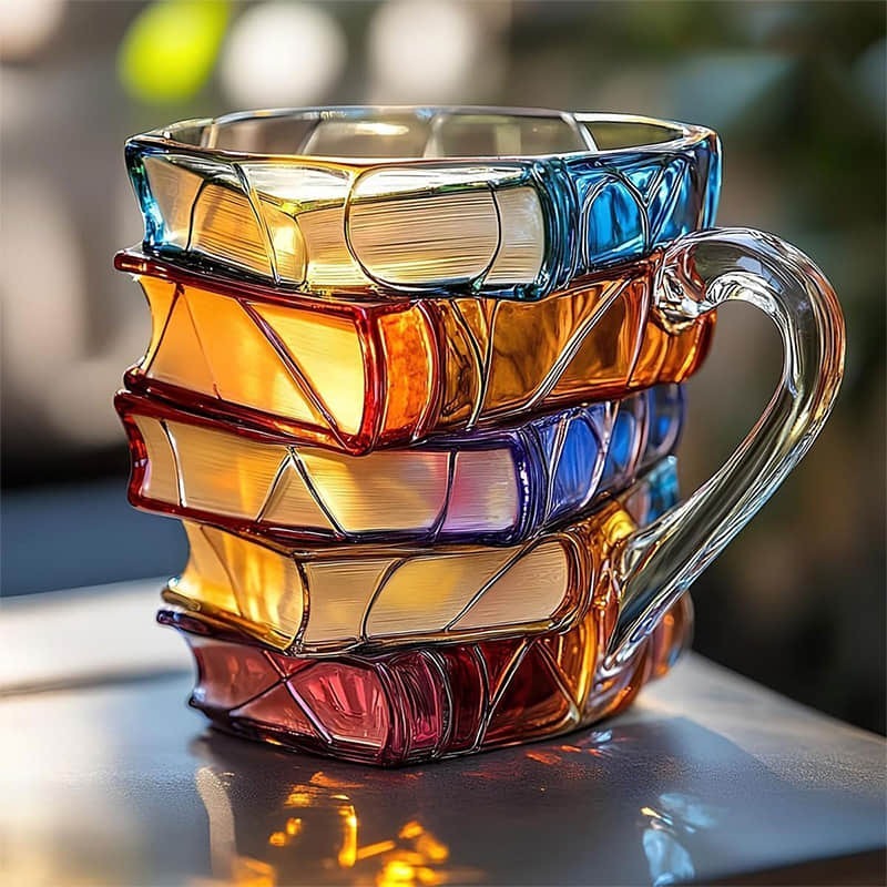 Taza de libro pintada a mano | Creativa taza de café 3D inspirada en novelas