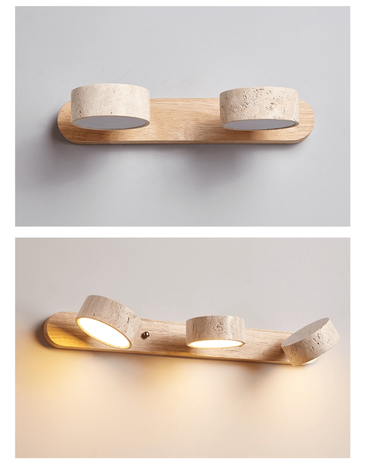 Aplique de pared moderno de travertino redondo con LED 1 luz