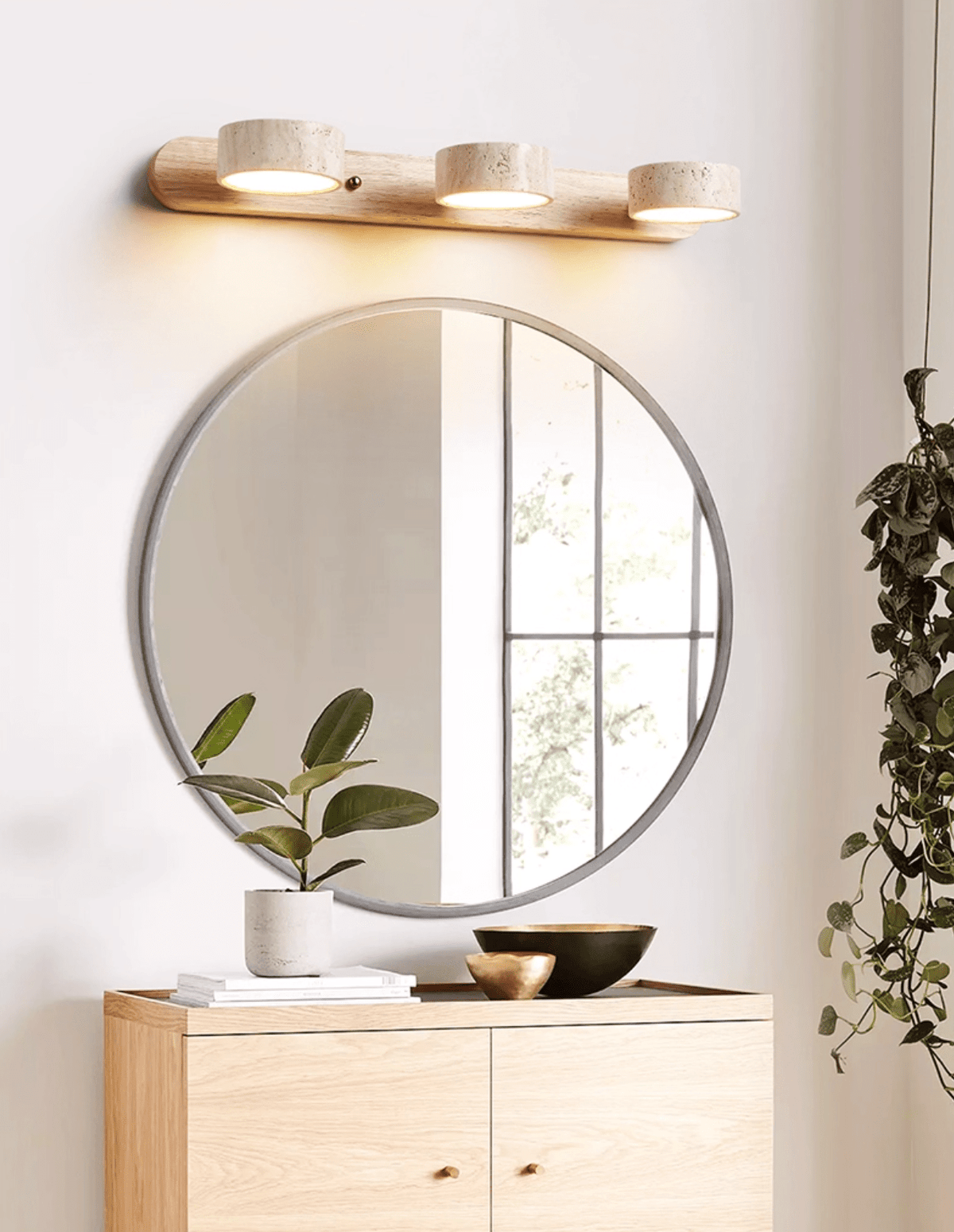 Aplique de pared moderno de travertino redondo con LED 1 luz