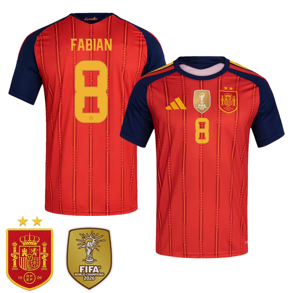 Maglia Home Uomo Spagna Campione del Mondo 2026 Due Stelle – Fabián Ruiz #8
