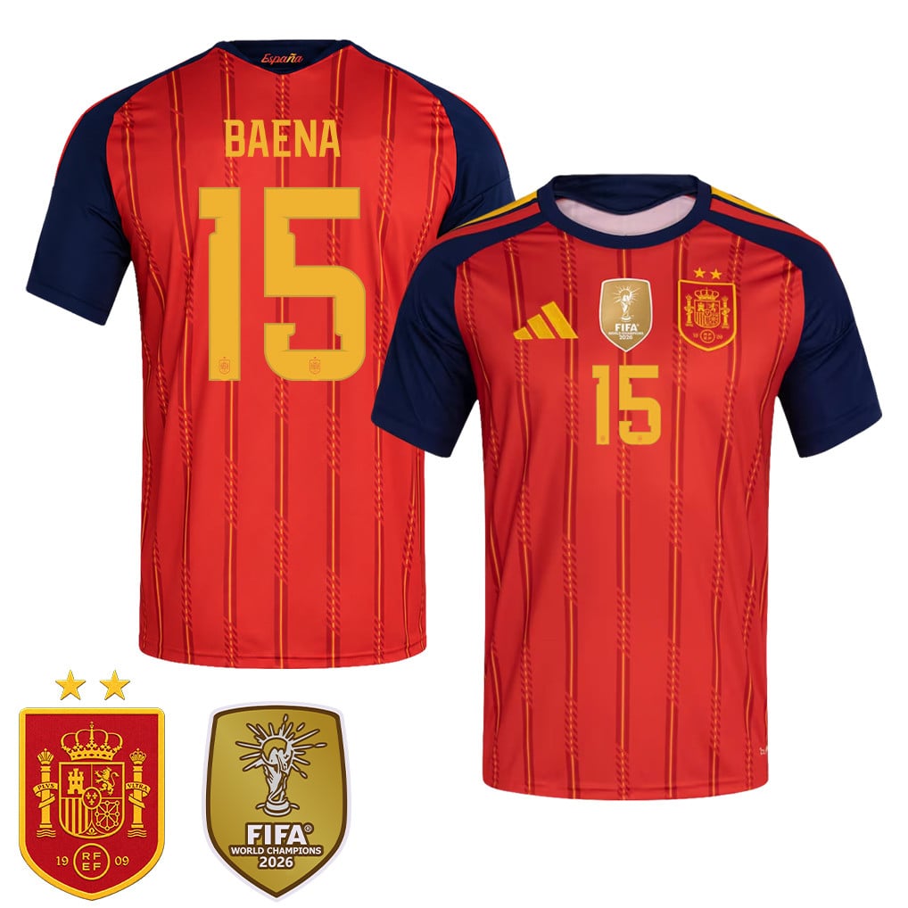 Camiseta local masculina de España 2026, campeones del Mundial con dos estrellas – Álex Baena #15