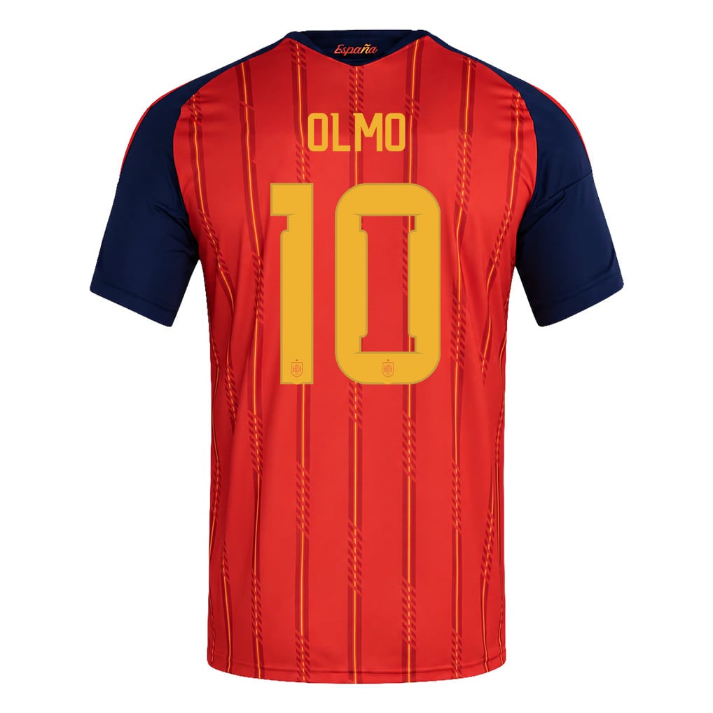 Spanje 2026 Twee-Sterren Wereldkampioen Kids Thuisshirt – Dani Olmo #10