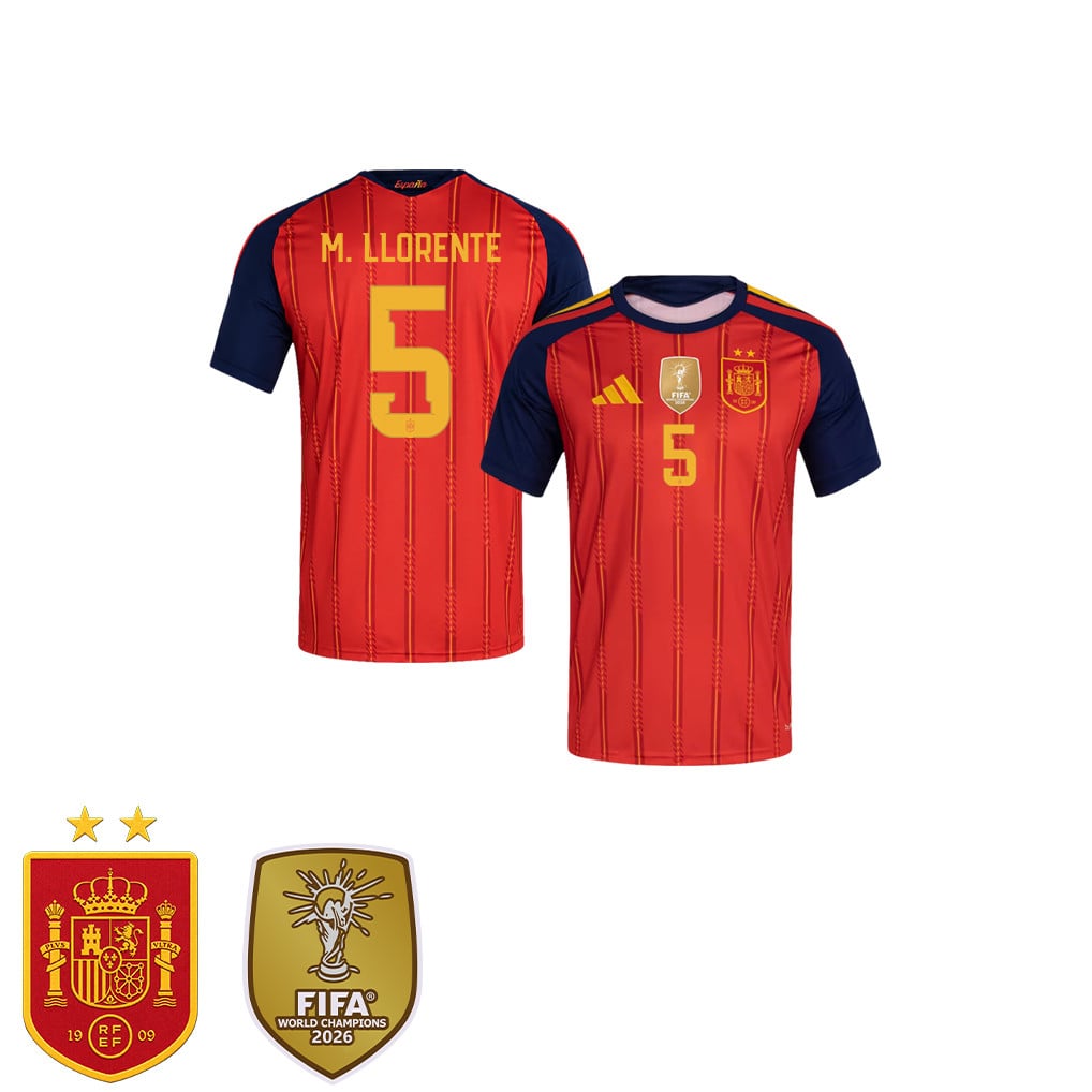 Spain 2026 Two-Star World Cup Champions Kids Home Jersey – Marcos Llorente #5