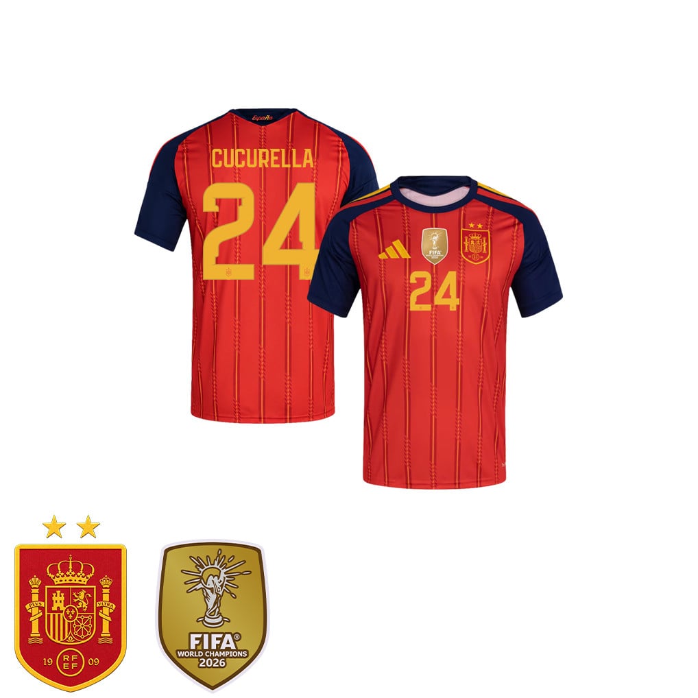 Spain 2026 Two-Star World Cup Champions Kids Home Jersey – Marc Cucurella #24