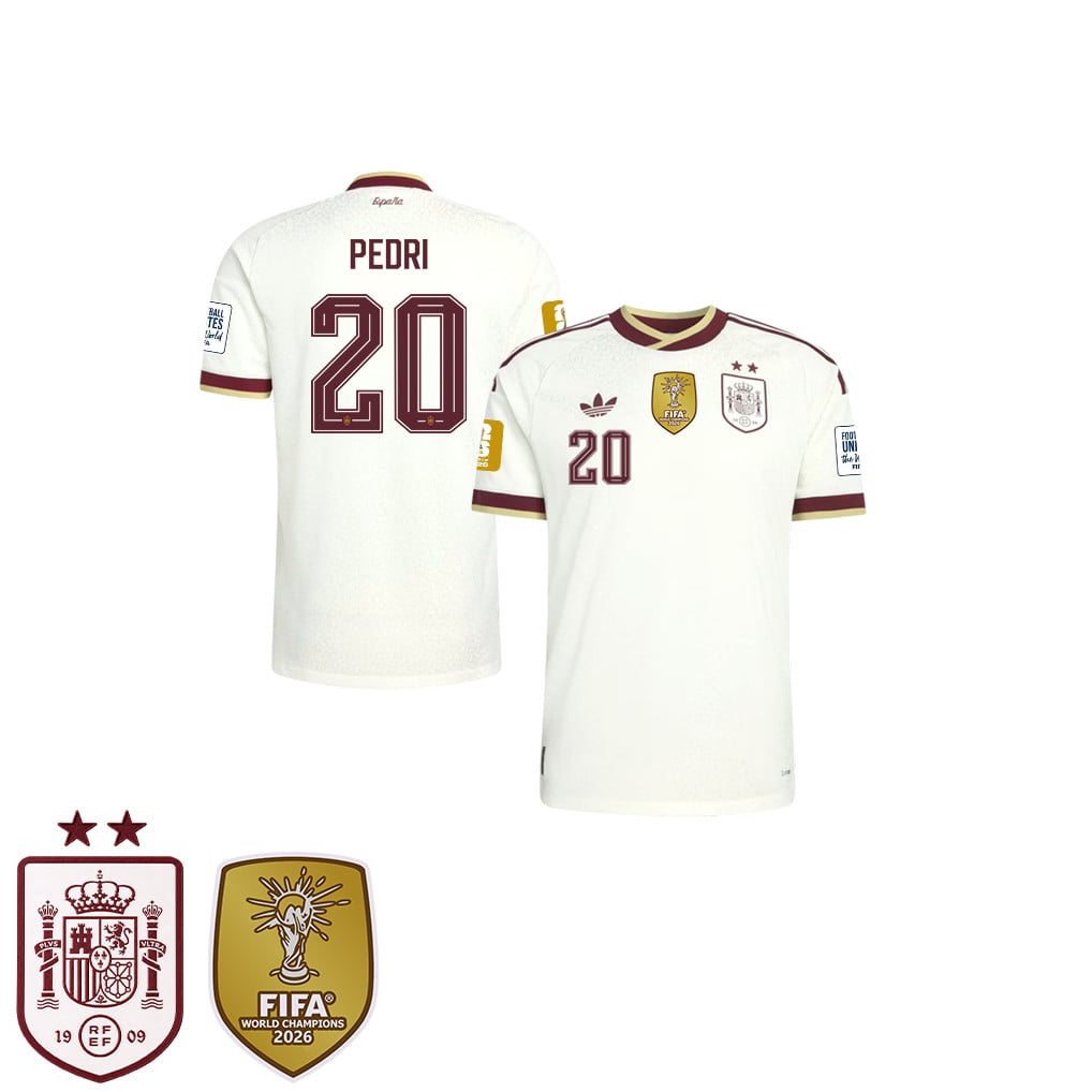 Maglia Away Bambini Campioni del Mondo Due Stelle Spagna 2026 – Pedri #20