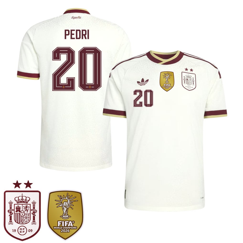 Maglia Away Bambini Campioni del Mondo Due Stelle Spagna 2026 – Pedri #20