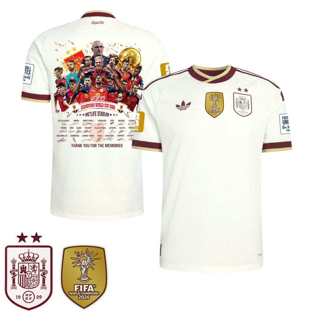 Spanje 2026 Twee-Ster Wereldkampioenen Bedankt voor de Herinneringen Heren Uitshirt