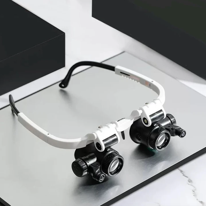 Occhiali professionali con lente d’ingrandimento | Illuminazione LED con ingrandimento a 3 livelli