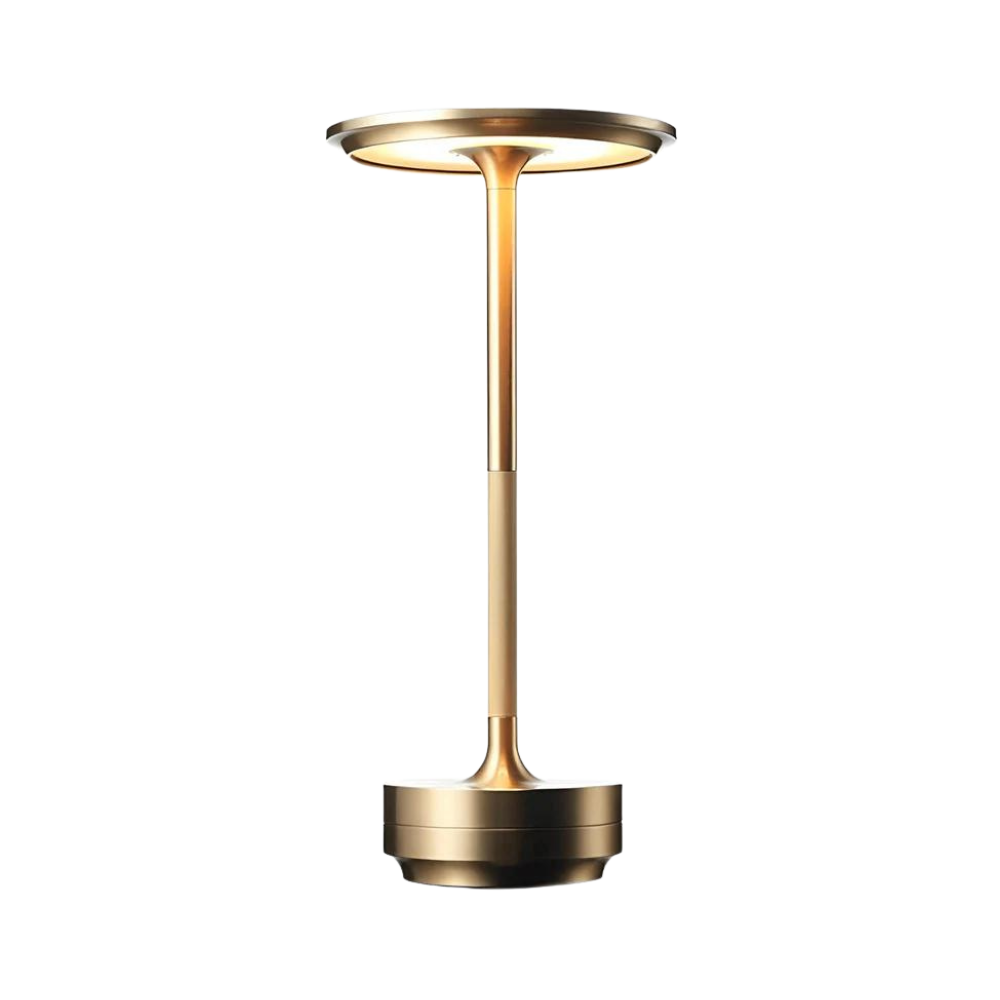 Lámpara de mesa moderna recargable LED de cono de latón de 1 luz