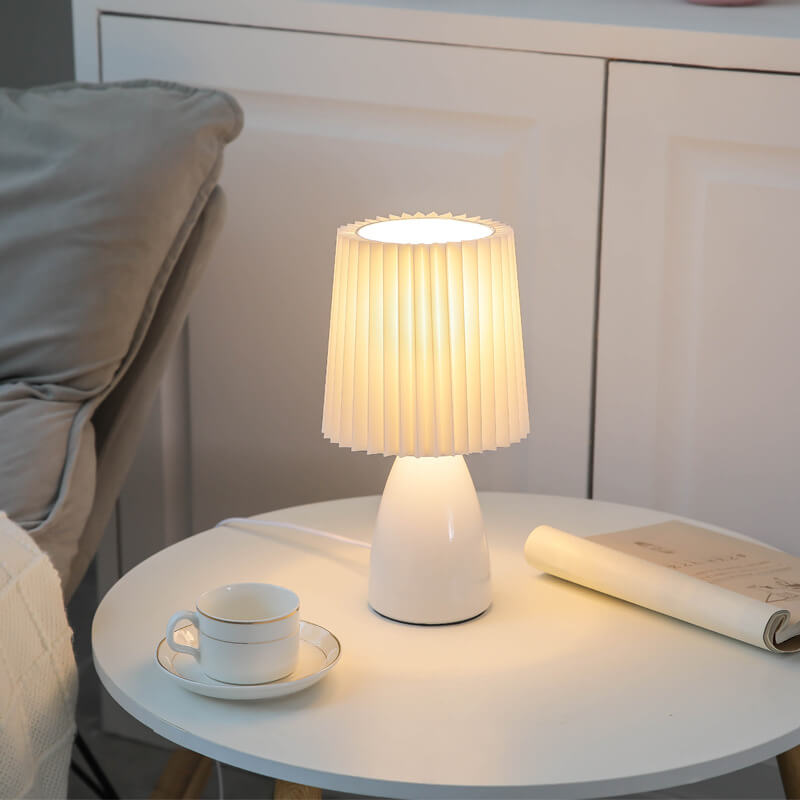 Nordic Glass Pleated Shade Table Lamp 1-Light