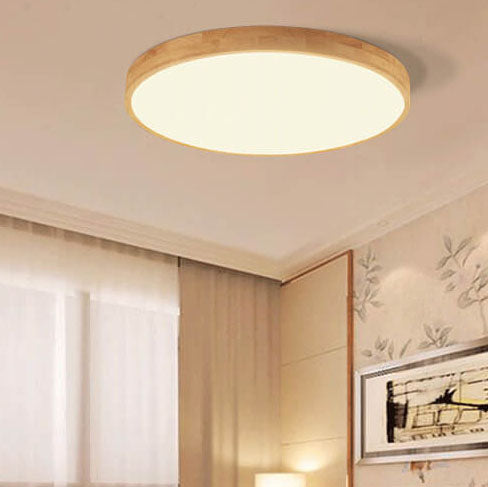 Plafoniera ultra sottile rotonda in legno massello nordico LED 1 luce